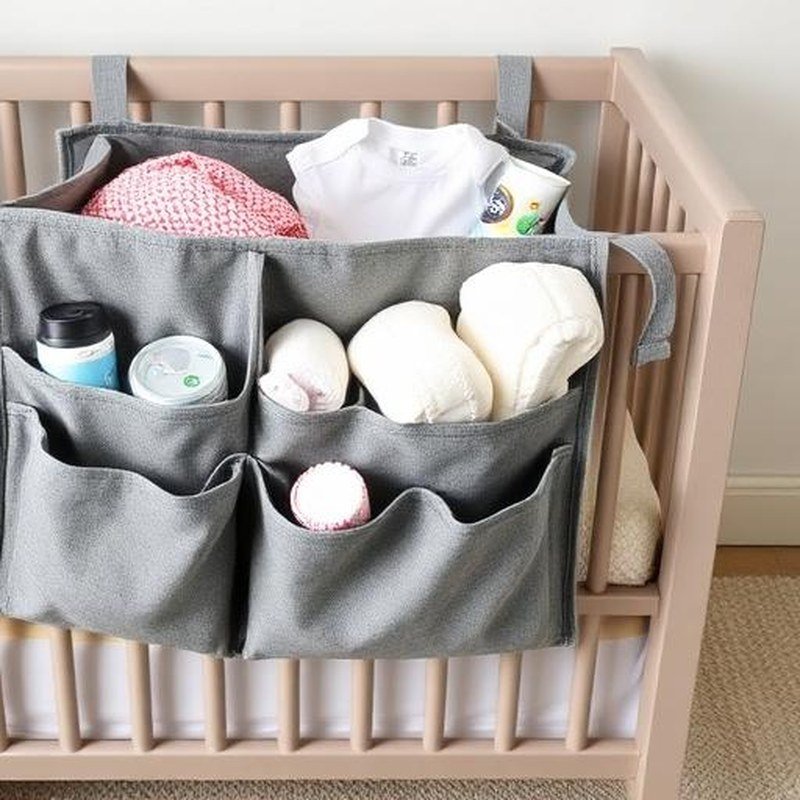 Multi-Compartment Hanging Diaper Caddy Organizer - In use