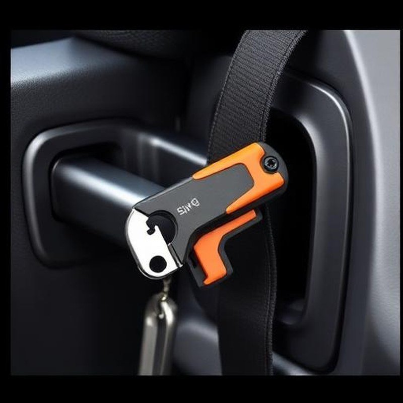 Compact Emergency Glass Breaker & Seatbelt Cutter - In use