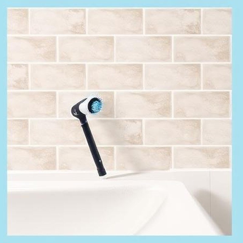 Cordless Electric Spin Scrubber with Extension Handle - In use